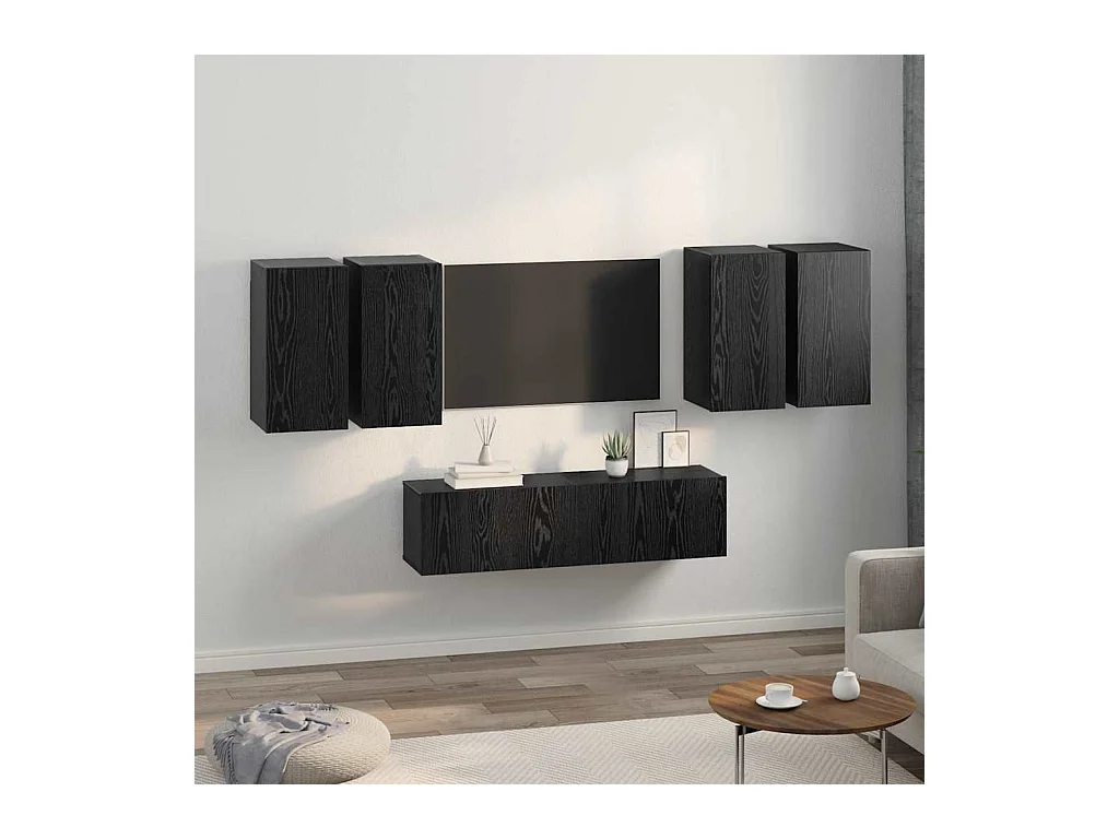 Ensemble meuble TV 6 pièces Chêne noir 60 x 30 x 30 cm