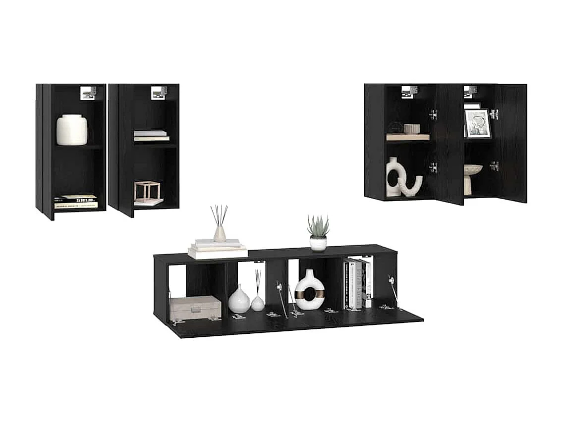 Ensemble meuble TV 6 pièces Chêne noir 60 x 30 x 30 cm