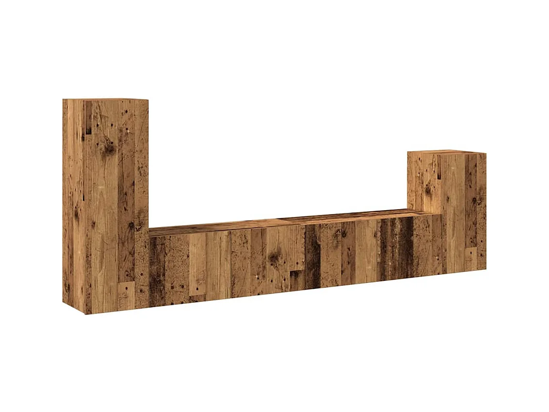 Ensemble de meuble TV mural 4 pièces vieux bois bois d'ingénierie