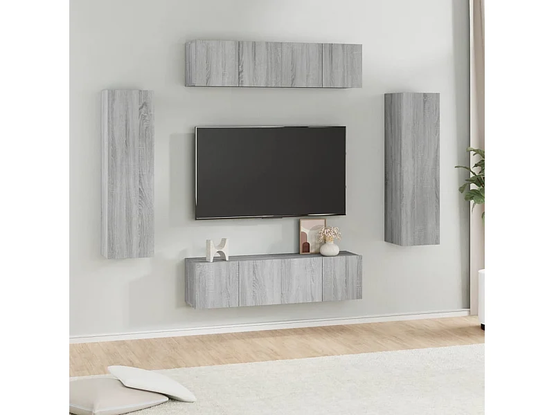 Ensemble de meubles TV 6 pièces Sonoma gris Bois d'ingénierie