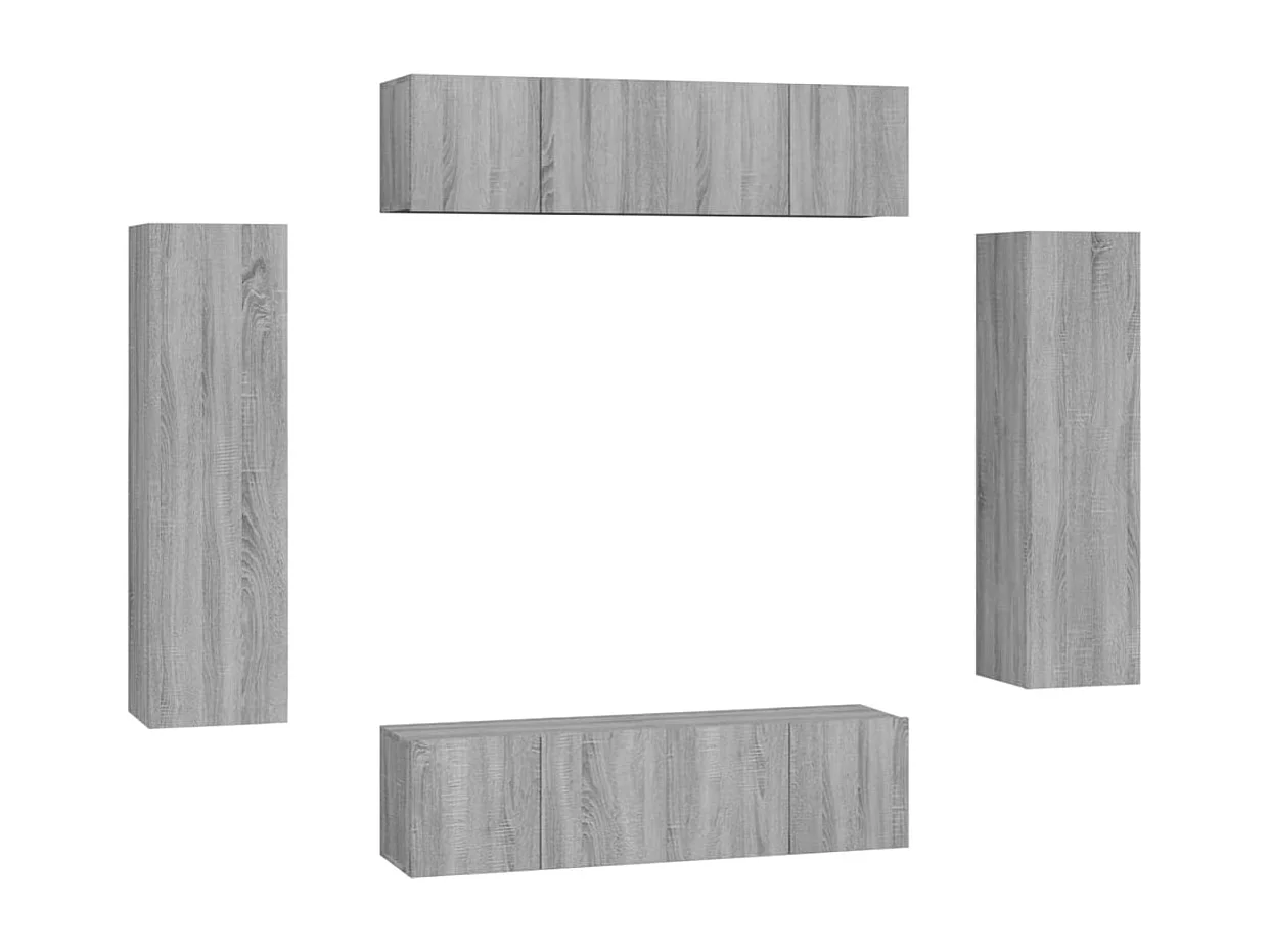 Ensemble de meubles TV 6 pièces Sonoma gris Bois d'ingénierie