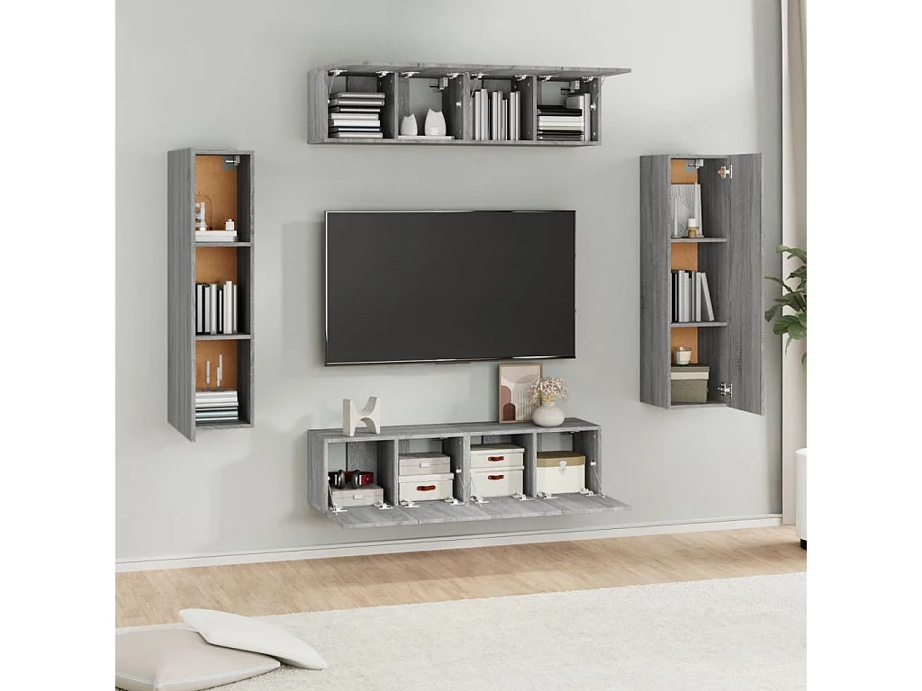 Ensemble de meubles TV 6 pièces Sonoma gris Bois d'ingénierie