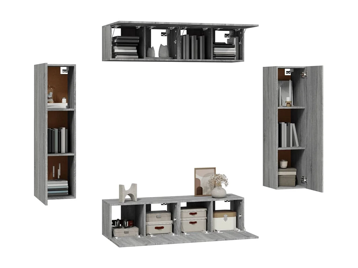 Ensemble de meubles TV 6 pièces Sonoma gris Bois d'ingénierie