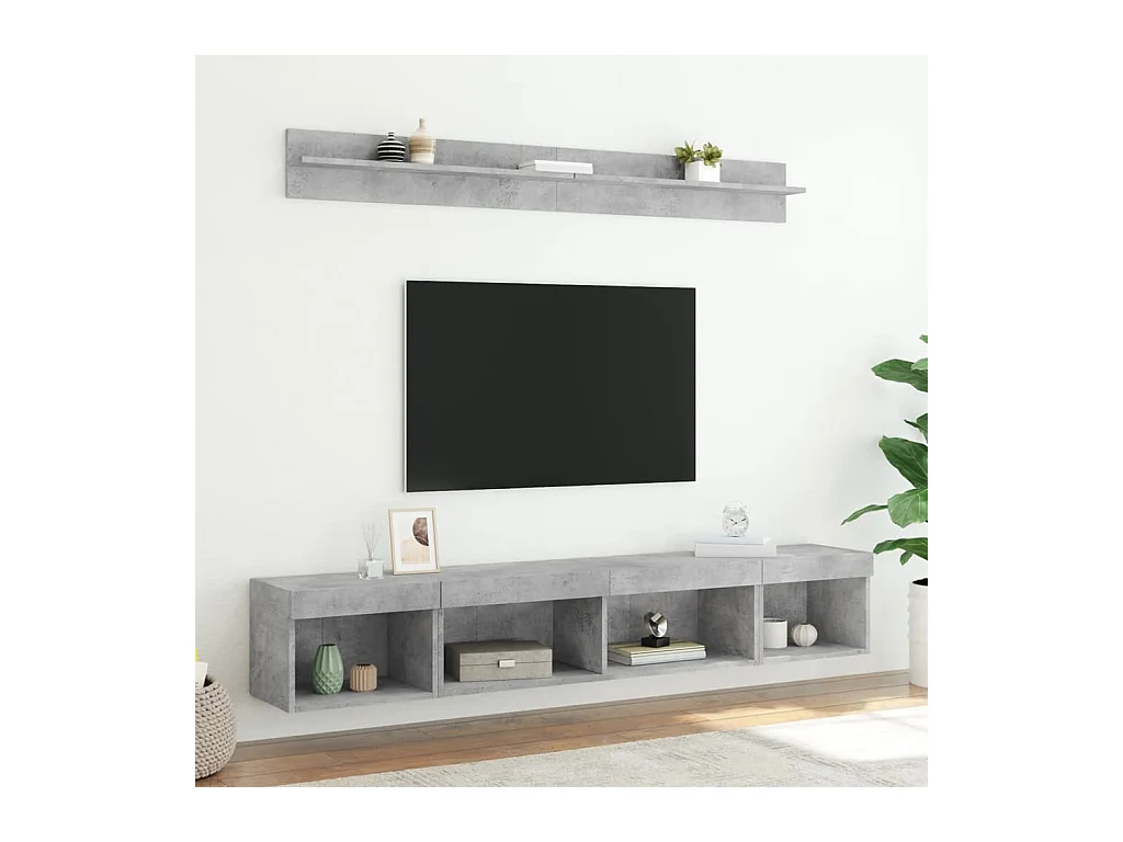 Unités murales TV avec LED 5 pièces gris béton bois d'ingénierie