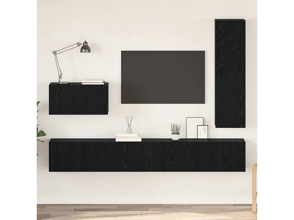 Ensemble meuble TV 4 pièces Chêne noir 200 x 30 x 30 cm