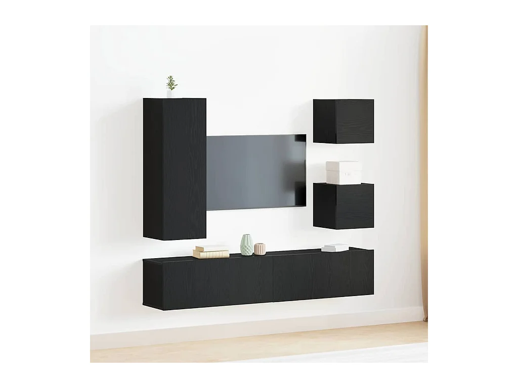 Ensemble de meubles TV 6 pièces Chêne noir 160 x 30 x 30.5 cm