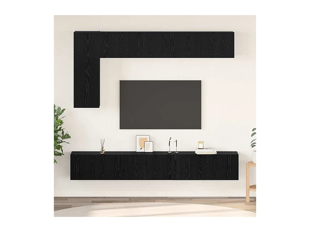Ensemble meuble TV 6 pièces Chêne noir 30,5 x 30 x 90 cm