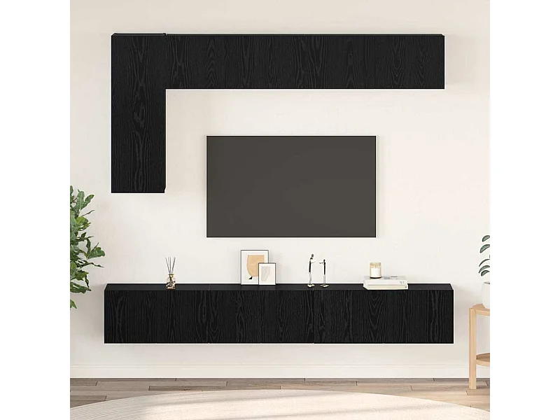 Conjunto de mueble de TV 6 pcs Roble negro 30.5 x 30 x 90 cm