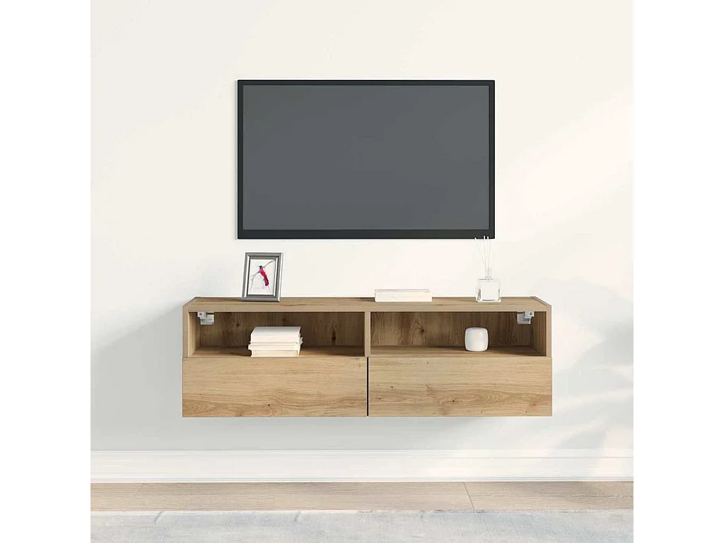 Meuble TV mural Montage mural chêne artisanal 100 x 30 x 30 cm