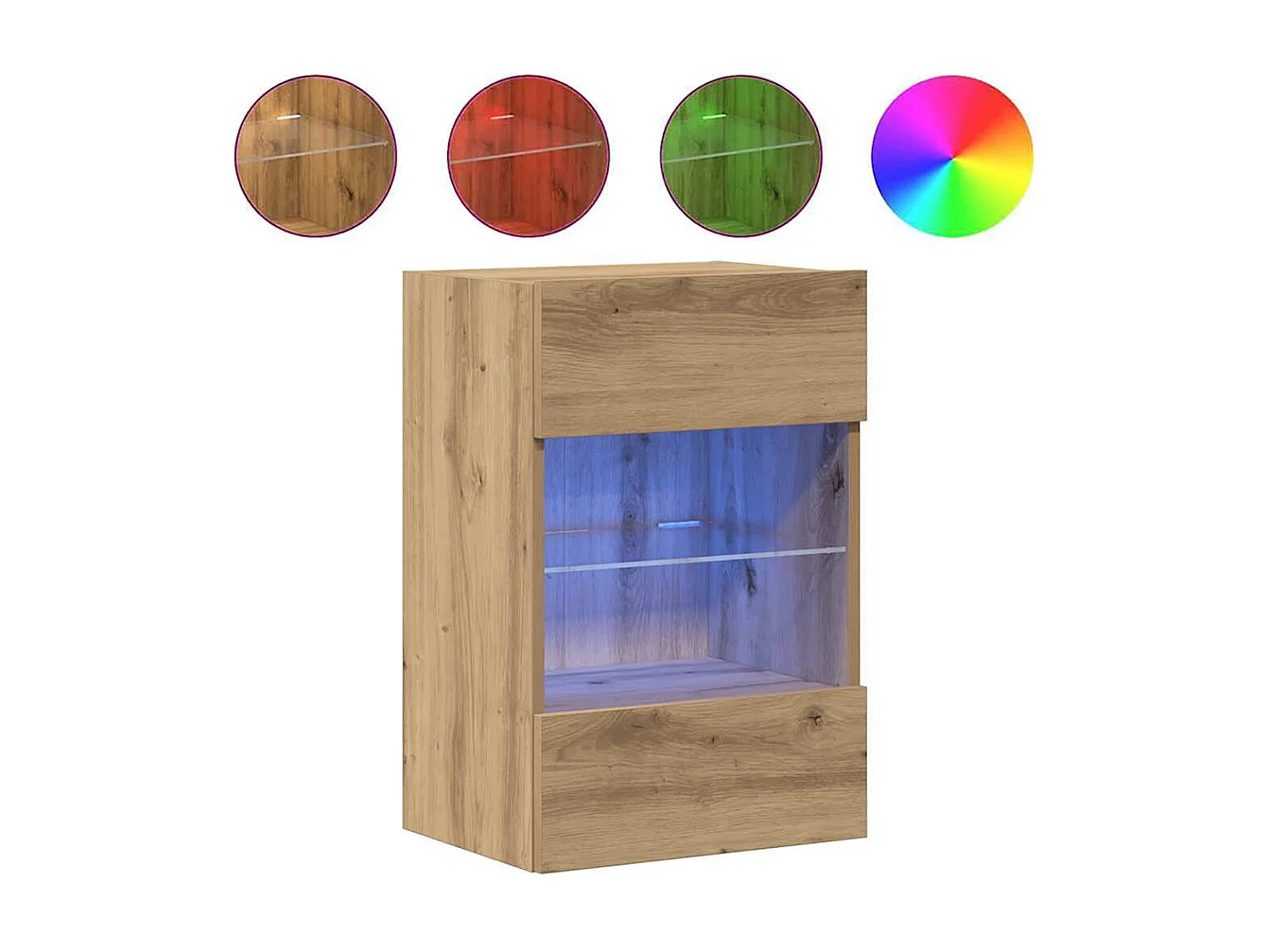 Meubles muraux avec lumières LED pour TV 2 pièces chêne artisanal