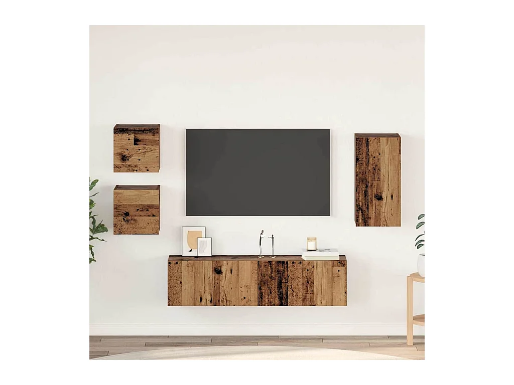 Conjunto de móvel de TV 5 peças Madeira antiga 30.5 x 30 x 60 cm