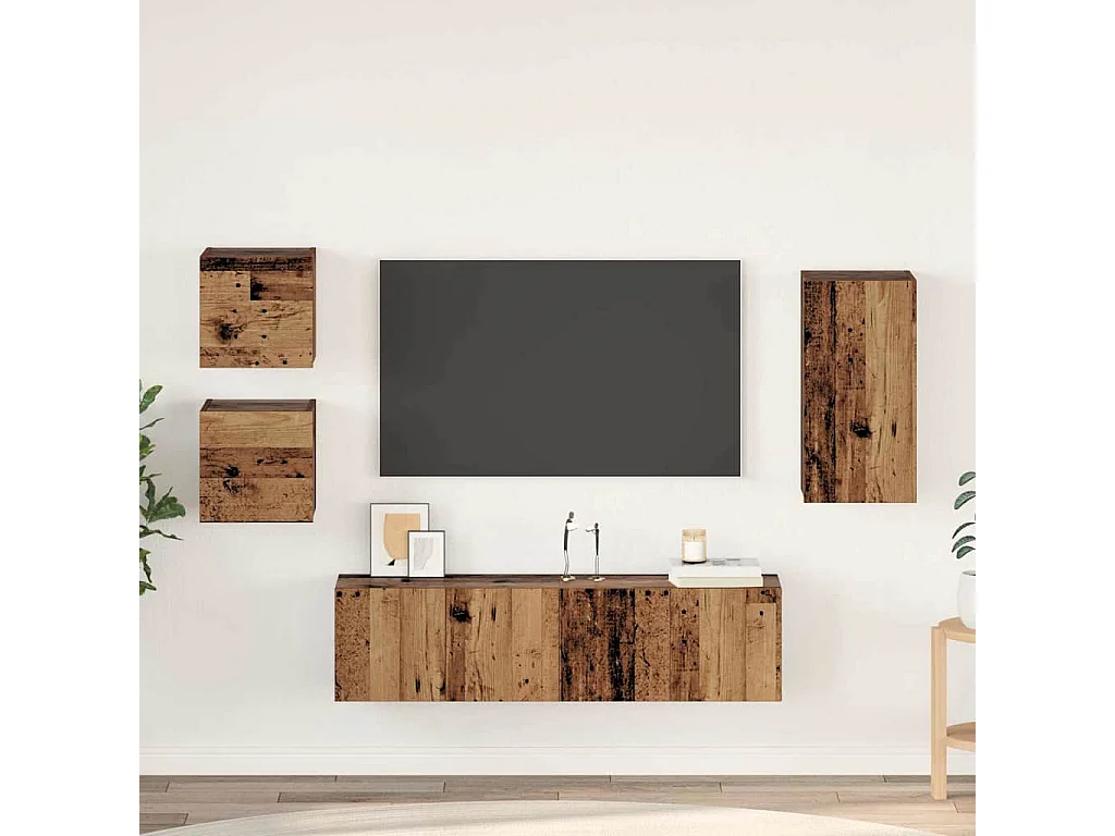 Ensemble meuble TV 5 pièces Bois ancien 30.5 x 30 x 60 cm