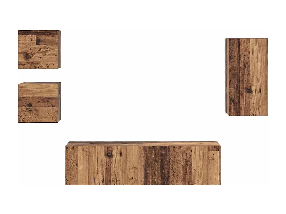 Ensemble meuble TV 5 pièces Bois ancien 30.5 x 30 x 60 cm