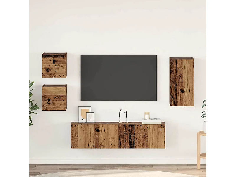 Ensemble meuble TV 5 pièces Bois ancien 30.5 x 30 x 60 cm