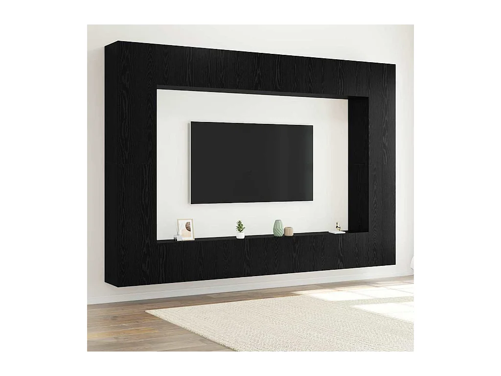 Ensemble meuble TV 8 pièces Chêne noir 100 x 30 x 30 cm