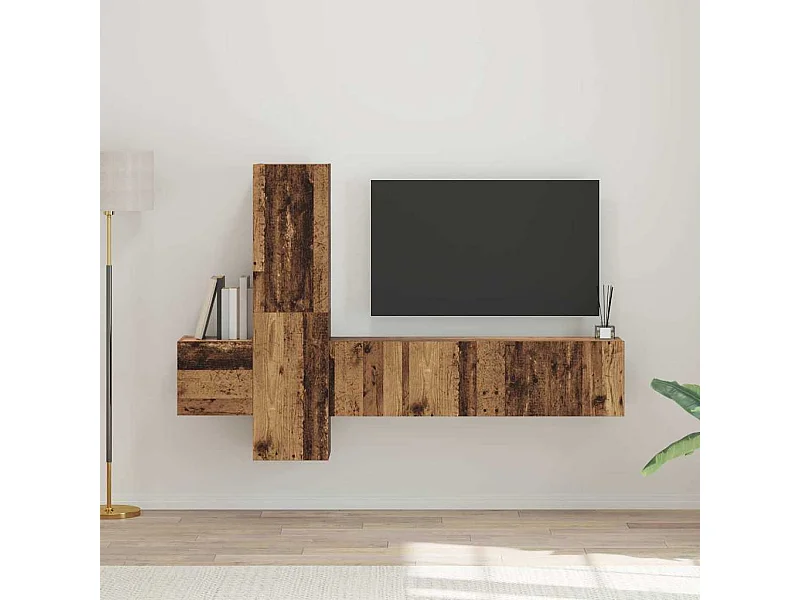 Conjunto de móvel de TV 5 peças Madeira antiga 181 x 30 x 120 cm