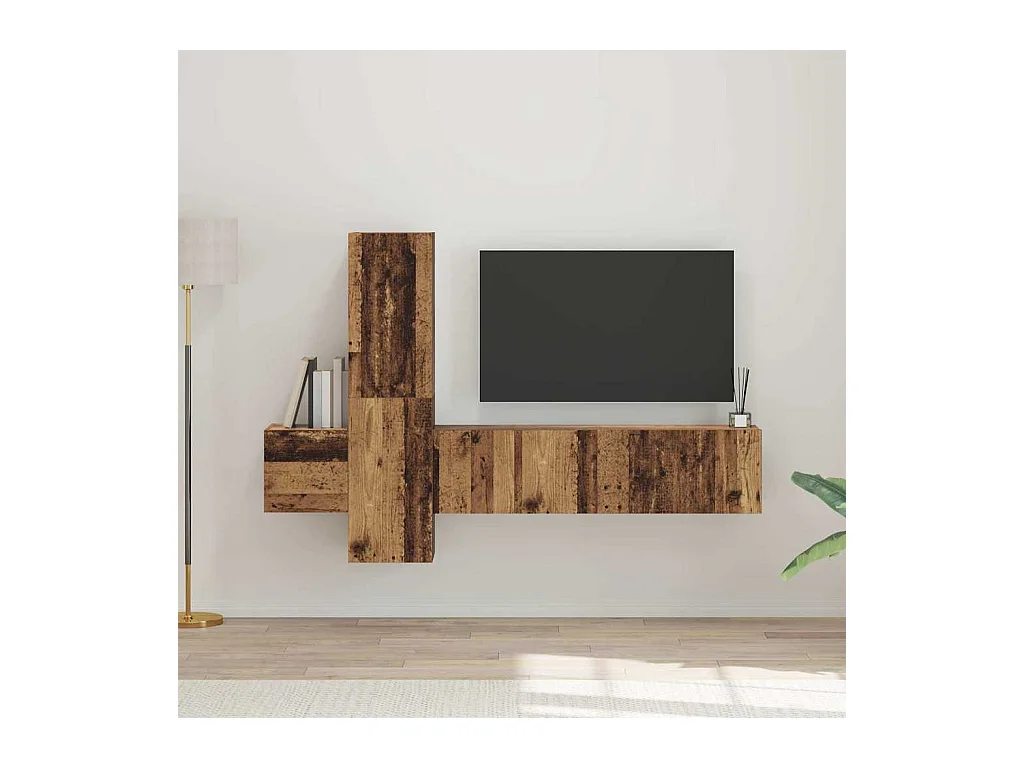 Ensemble meuble TV 5 pièces Bois ancien 181 x 30 x 120 cm