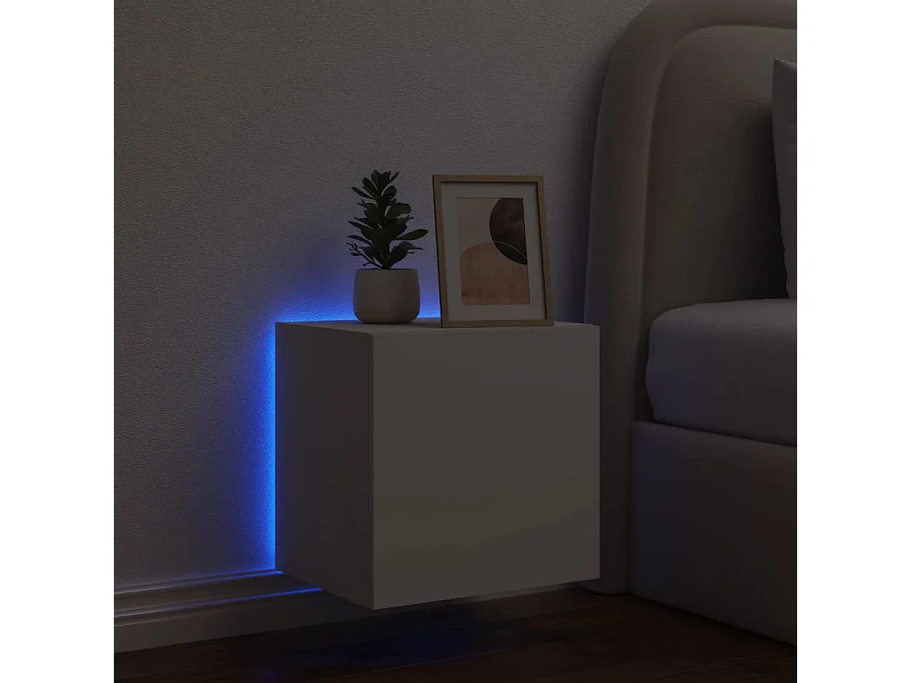 Meuble TV mural avec lumières LED blanc 40,5x35x40 cm