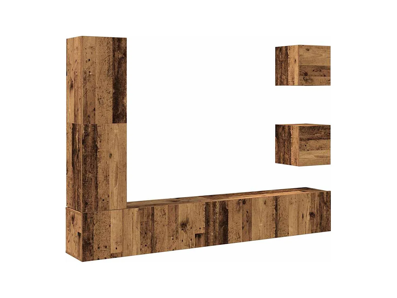 Ensemble de meuble TV mural 5 pièces vieux bois bois d'ingénierie