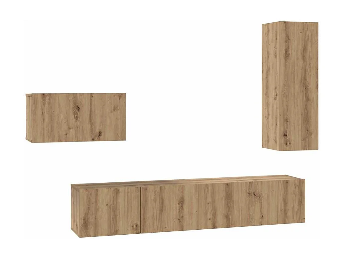 Tv-meubelset 4 pcs artisanaal eikenkleurig 30.5 x 30 x 90 cm