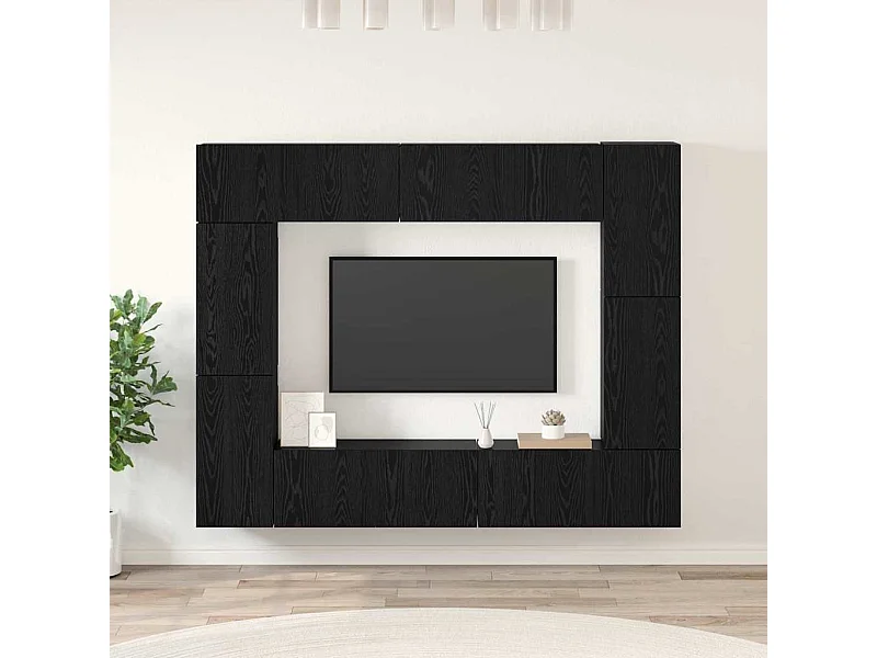 Ensemble meuble TV 8 pièces Chêne noir 80 x 30 x 30 cm