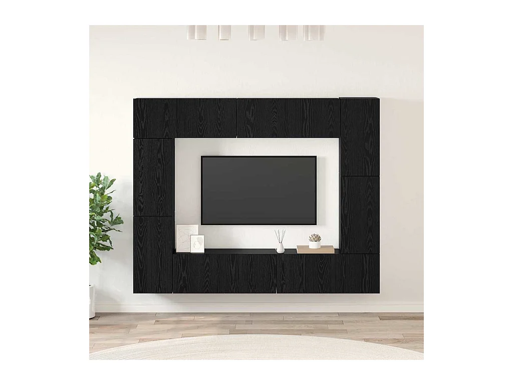 Ensemble meuble TV 8 pièces Chêne noir 80 x 30 x 30 cm
