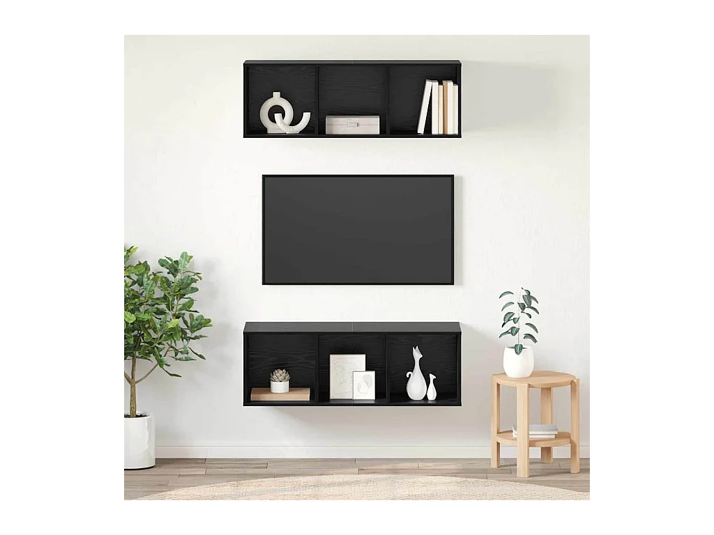 Meubles TV muraux 2 pièces Chêne noir 37 x 37 x 107 cm
