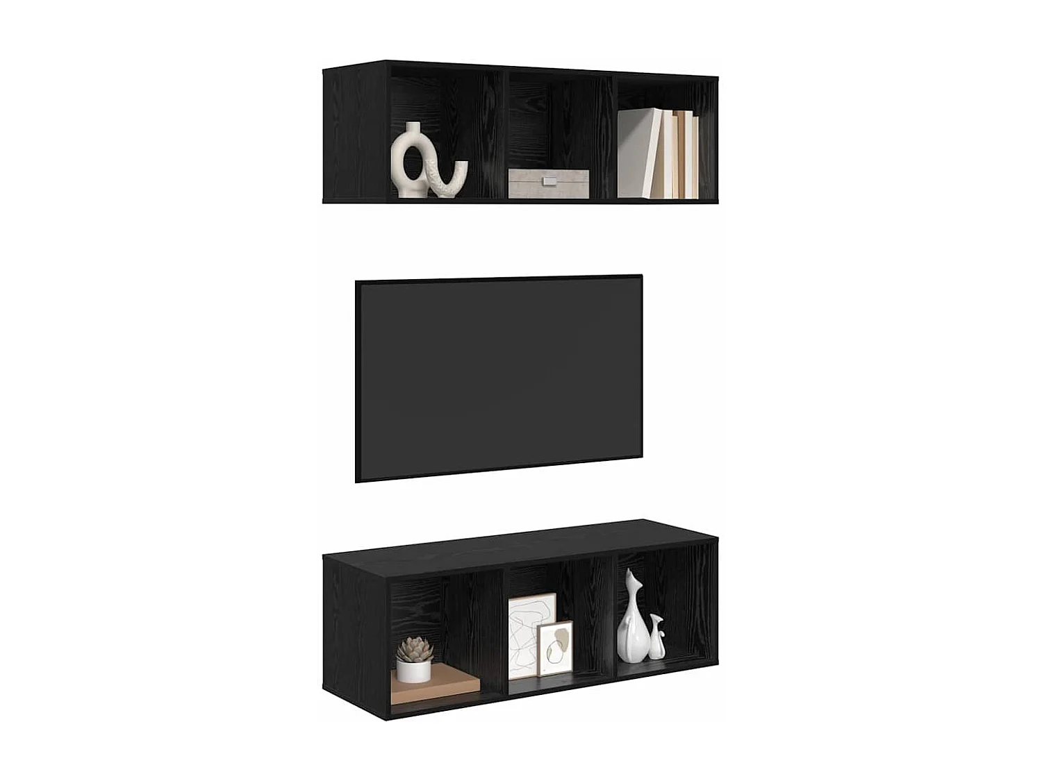 Meubles TV muraux 2 pièces Chêne noir 37 x 37 x 107 cm