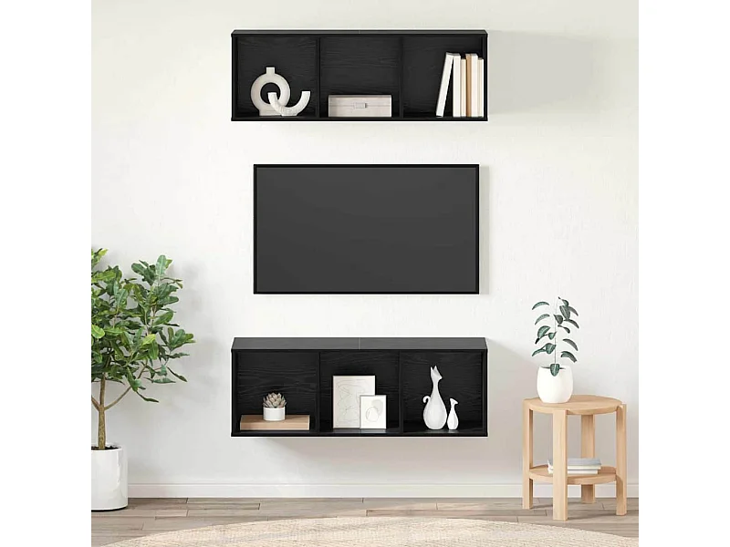 Meubles TV muraux 2 pièces Chêne noir 37 x 37 x 107 cm