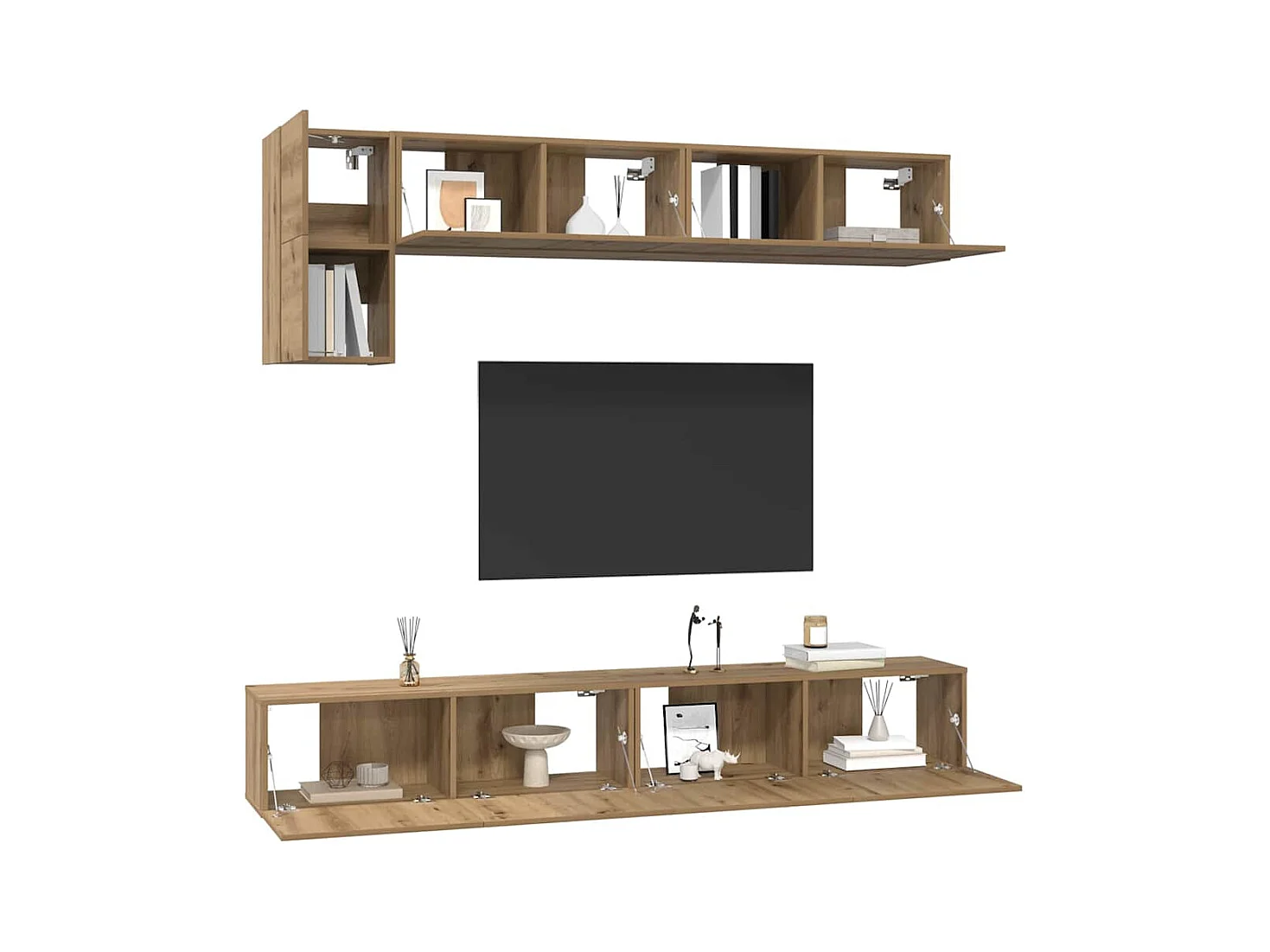 Ensemble meuble TV 5 pièces chêne artisanal 100 x 30 x 30 cm