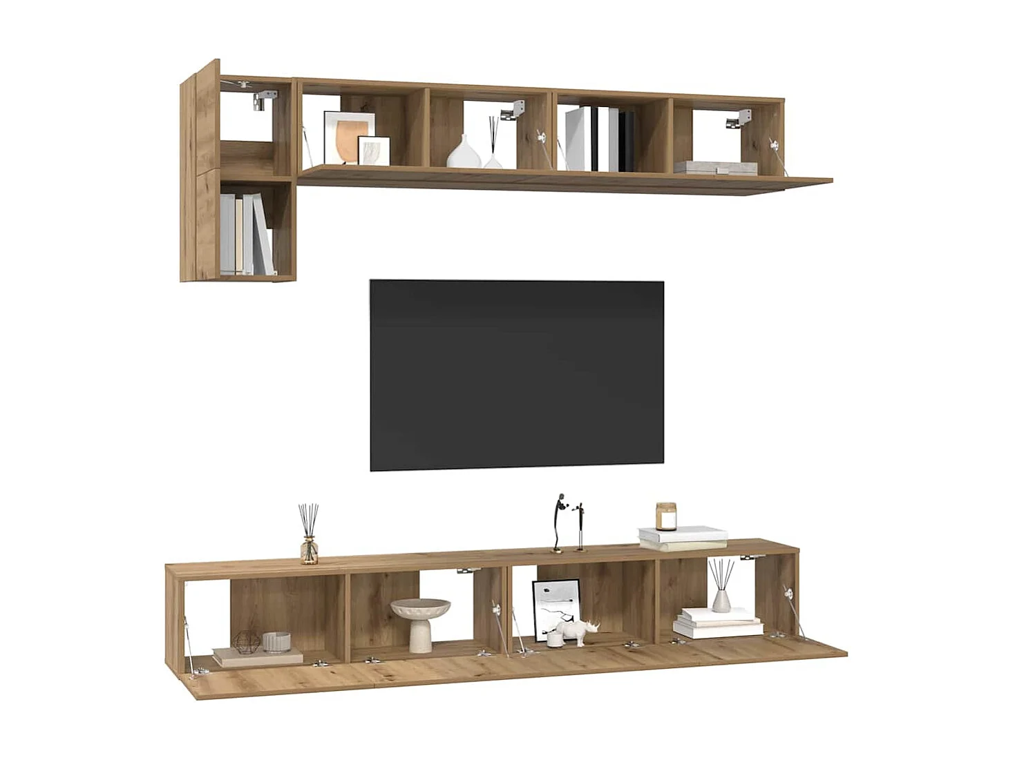 Ensemble meuble TV 5 pièces chêne artisanal 100 x 30 x 30 cm