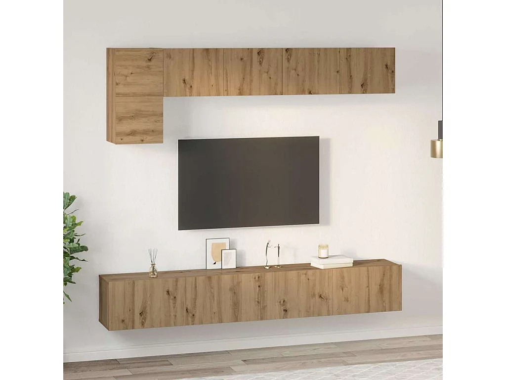 Ensemble meuble TV 5 pièces chêne artisanal 100 x 30 x 30 cm