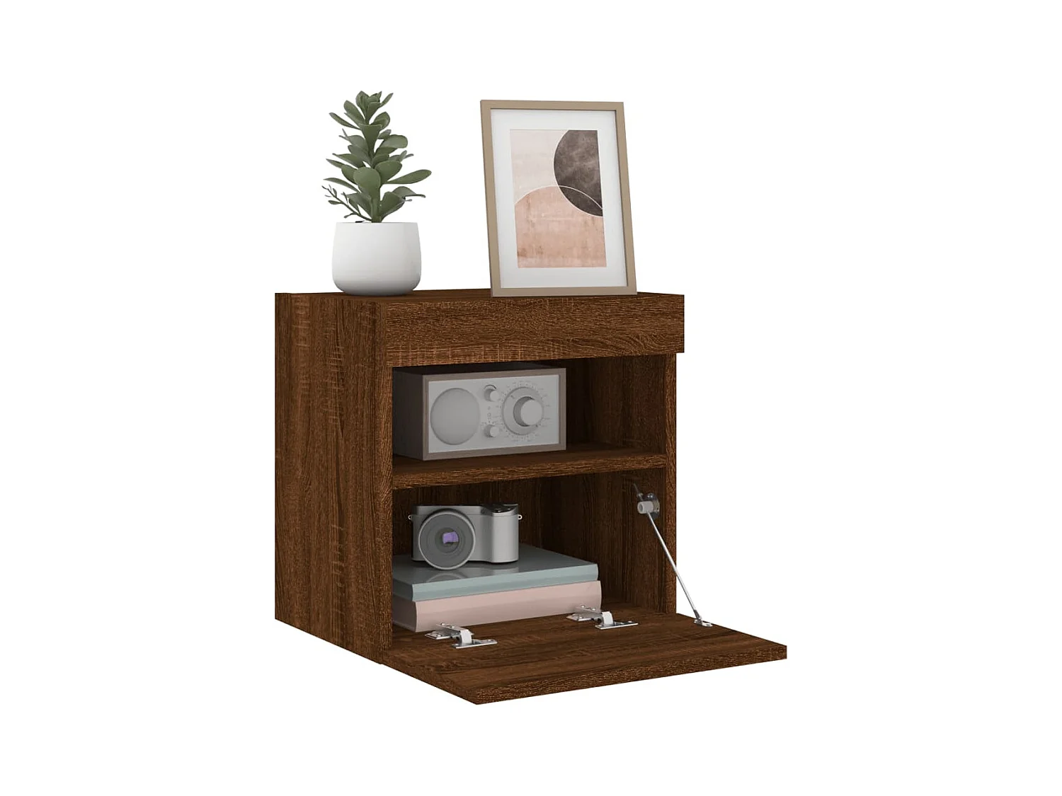 Meuble TV mural avec lumières LED chêne marron 40x30x40 cm