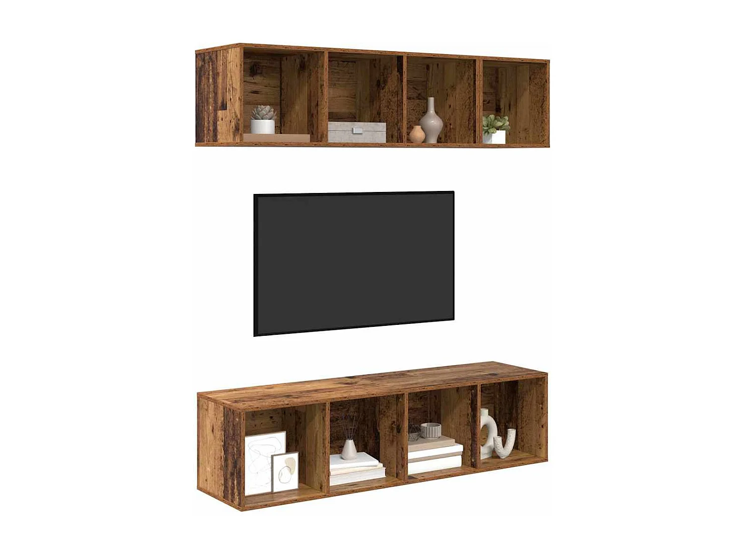 Juego de muebles de TV 3 pcs Madera vieja Madera contrachapada