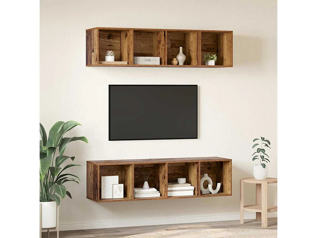 Juego de muebles de TV 3 pcs Madera vieja Madera contrachapada