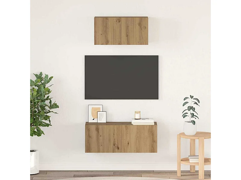 Ensemble meuble TV 2 pièces chêne artisanal 80 x 30 x 30 cm