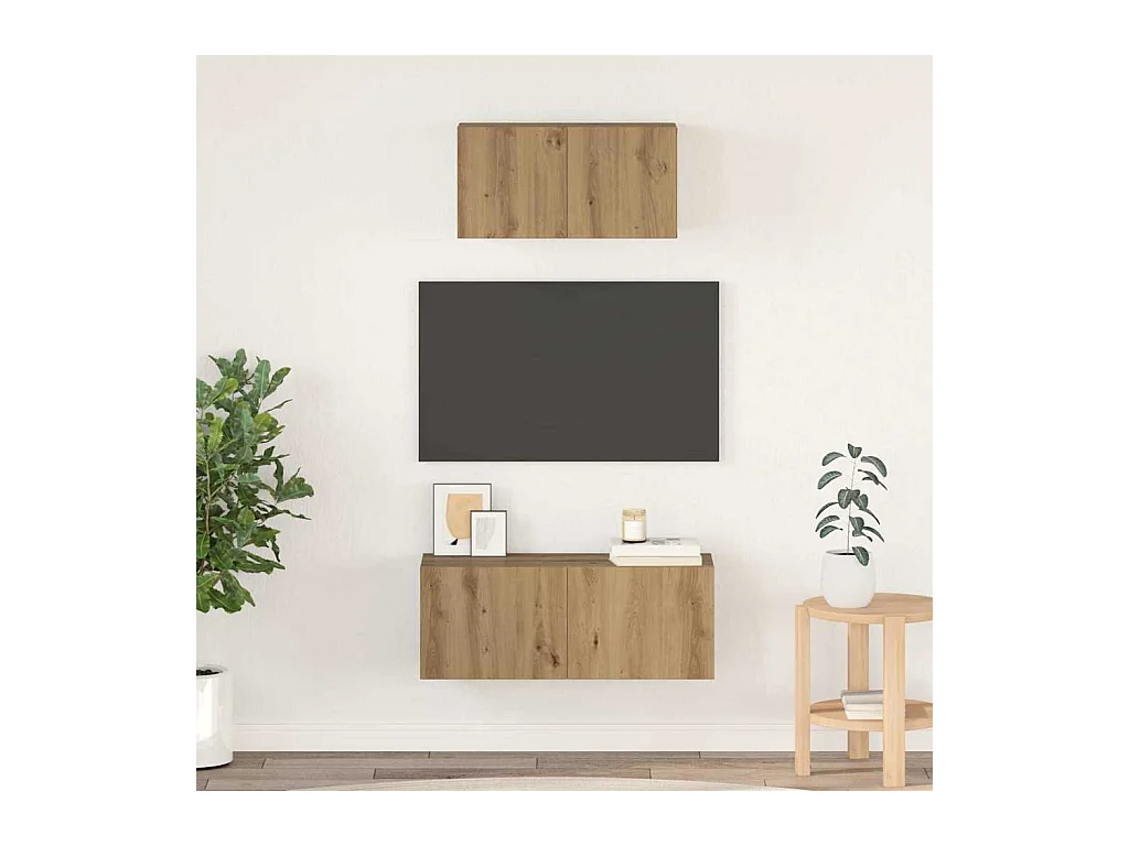 Ensemble meuble TV 2 pièces chêne artisanal 80 x 30 x 30 cm