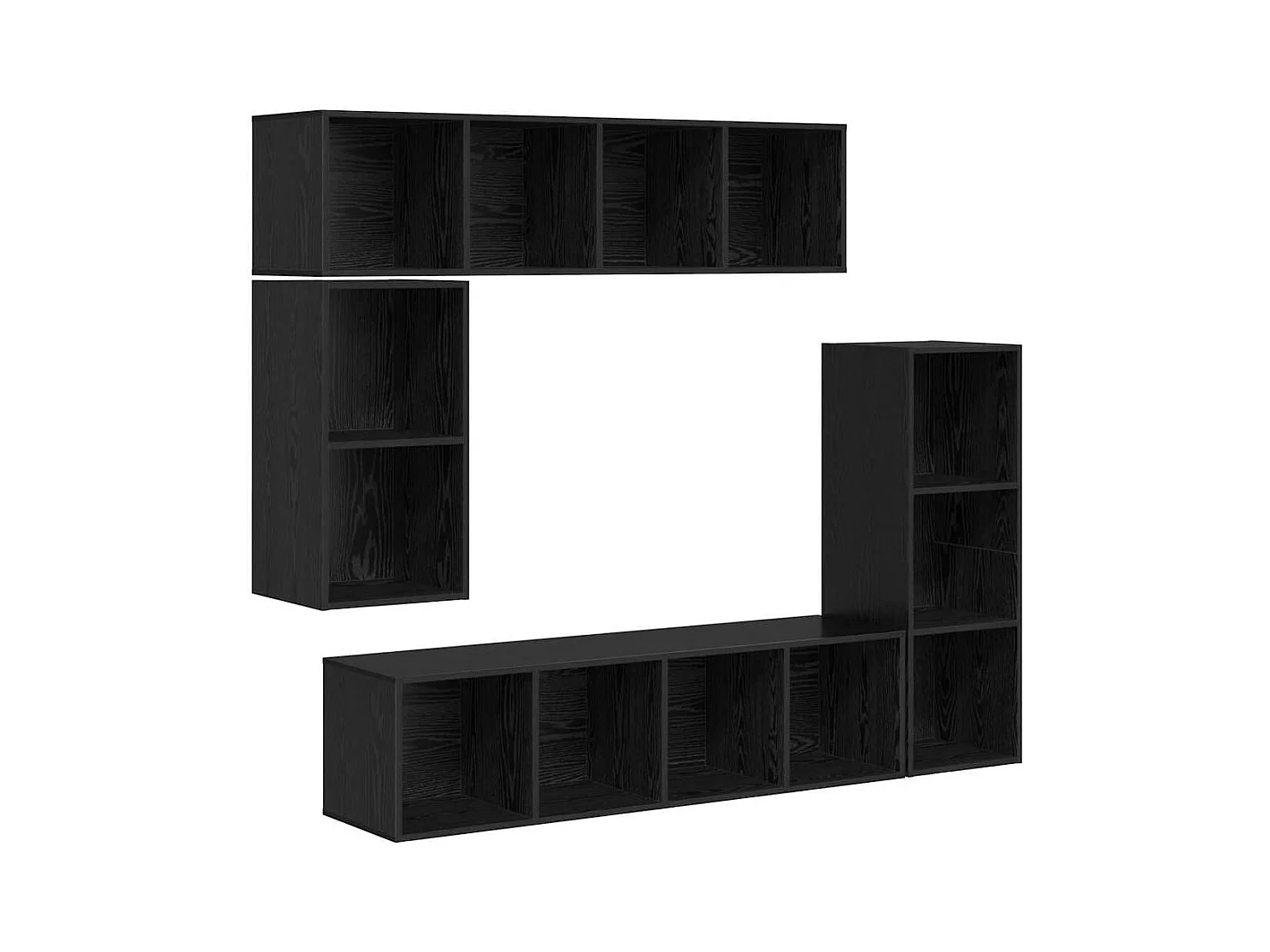 Ensemble meuble TV 4 pièces Chêne noir 37 x 37 x 142.5 cm