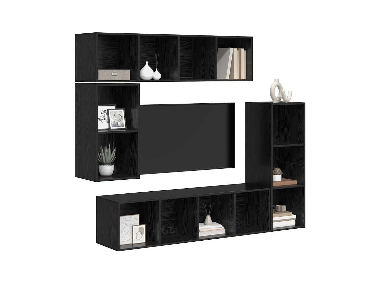 Ensemble meuble TV 4 pièces Chêne noir 37 x 37 x 142.5 cm