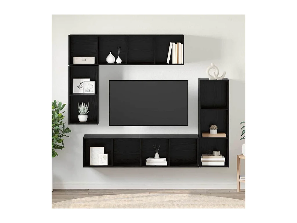 Ensemble meuble TV 4 pièces Chêne noir 37 x 37 x 142.5 cm