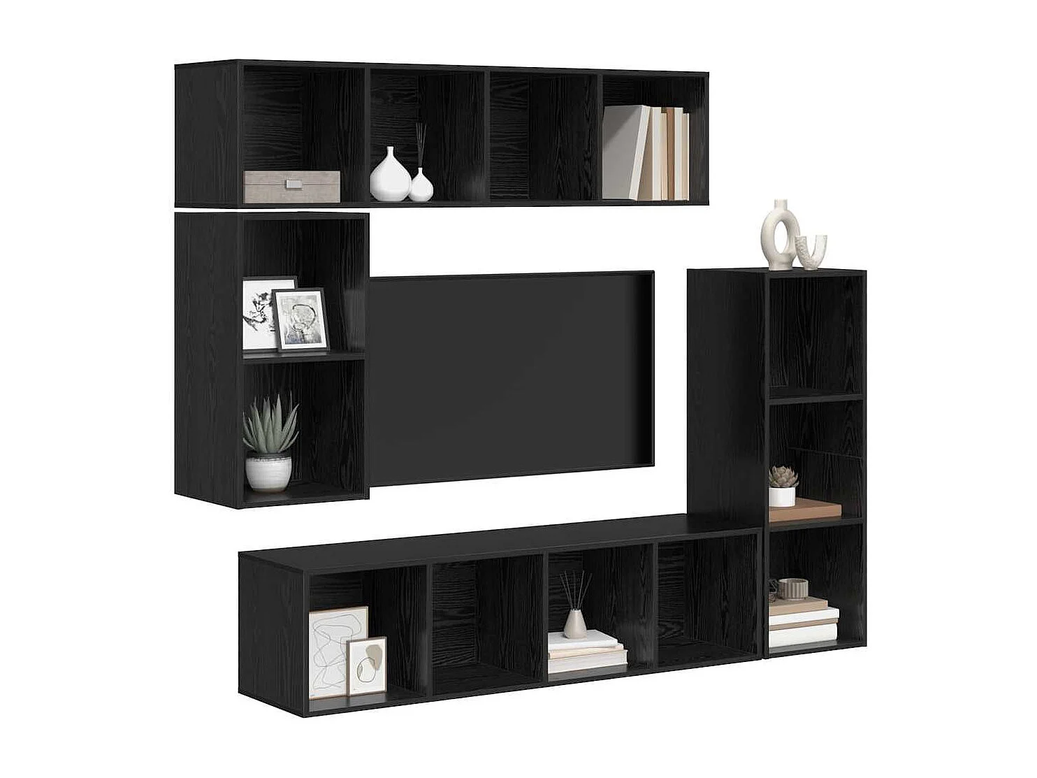 Ensemble meuble TV 4 pièces Chêne noir 37 x 37 x 142.5 cm