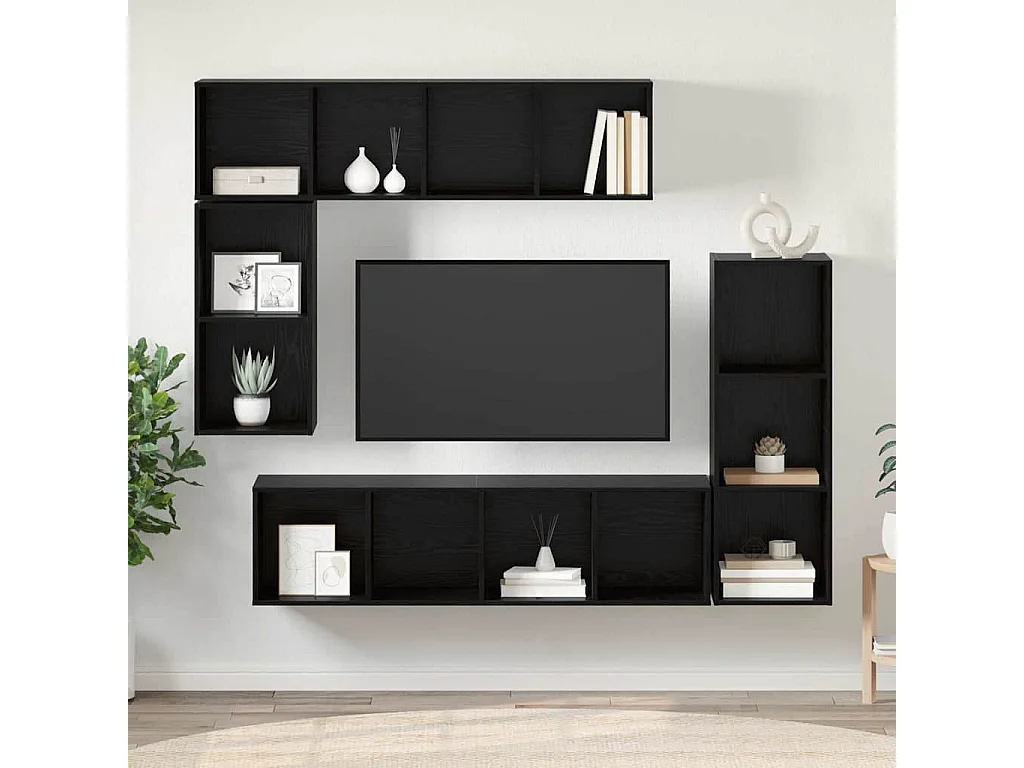 Ensemble meuble TV 4 pièces Chêne noir 37 x 37 x 142.5 cm