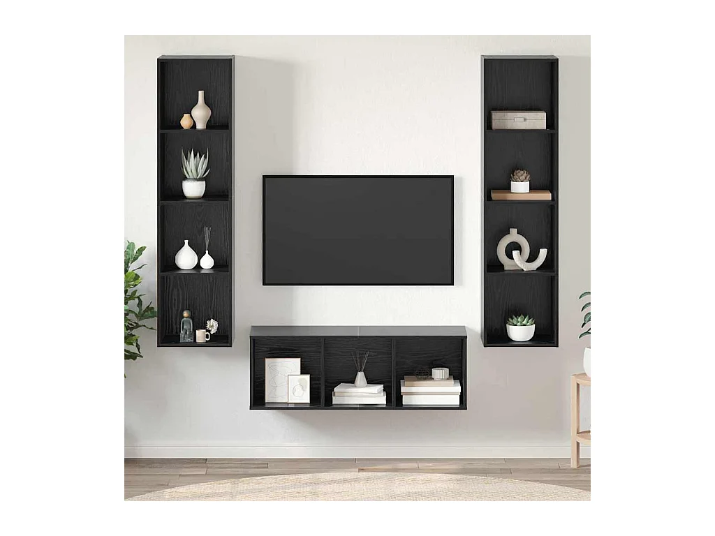 Ensemble de meubles TV 3 pièces Chêne noir 37 x 37 x 142.5 cm