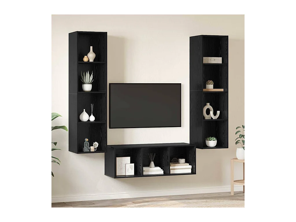 Ensemble de meubles TV 3 pièces Chêne noir 37 x 37 x 142.5 cm