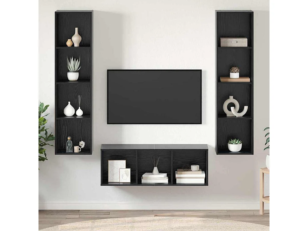 Ensemble de meubles TV 3 pièces Chêne noir 37 x 37 x 142.5 cm