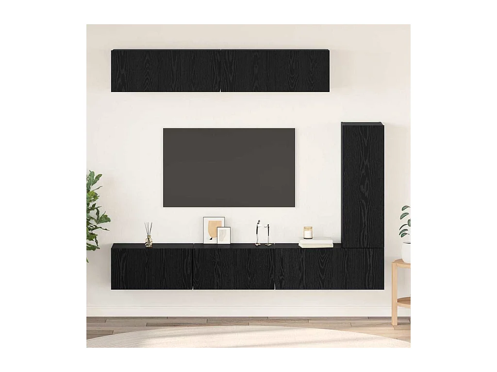 Ensemble meuble TV 6 pièces Chêne noir 30,5 x 30 x 90 cm