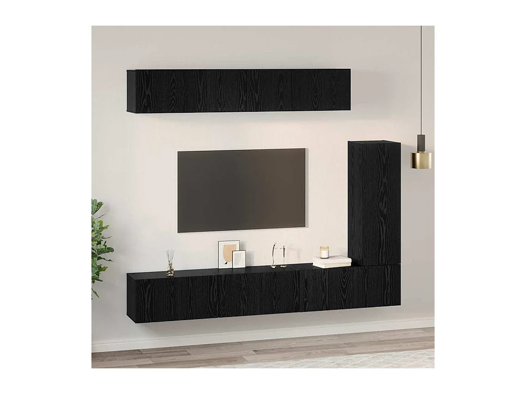 Ensemble meuble TV 6 pièces Chêne noir 30,5 x 30 x 90 cm