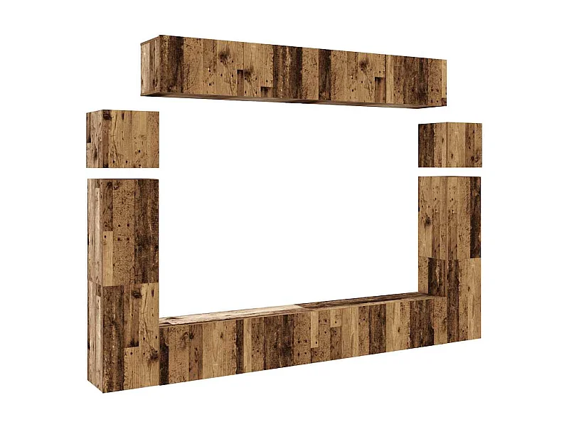 Ensemble de meuble TV mural 8 pièces vieux bois bois d'ingénierie