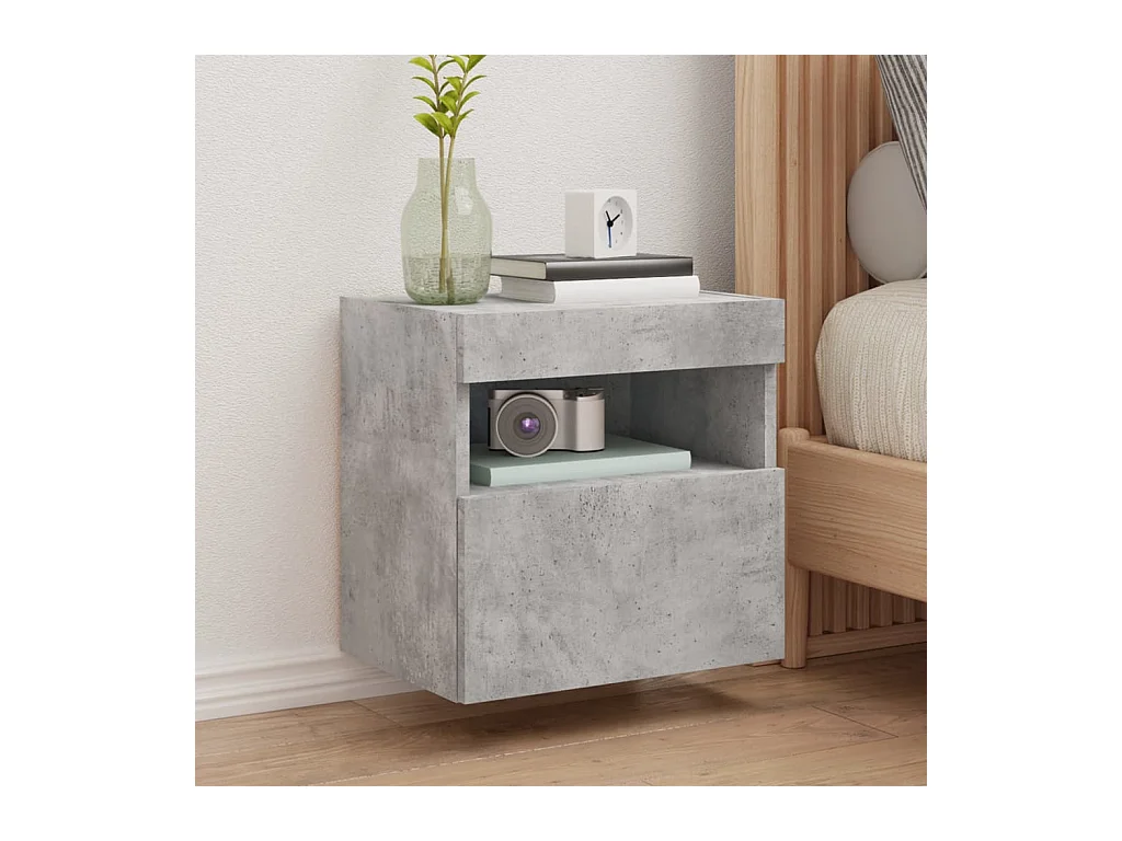 Meubles TV muraux et lumières LED 2pièces gris béton 40x30x40 cm