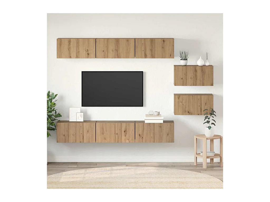 Ensemble meuble TV 8 pièces chêne artisanal 60 x 30 x 30 cm